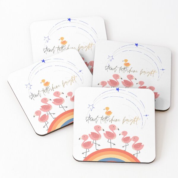 Item preview, Stand Tall Shine Bright - Cute Flamingo Rainbow Nursery Art designed and sold by NourArtCorner.