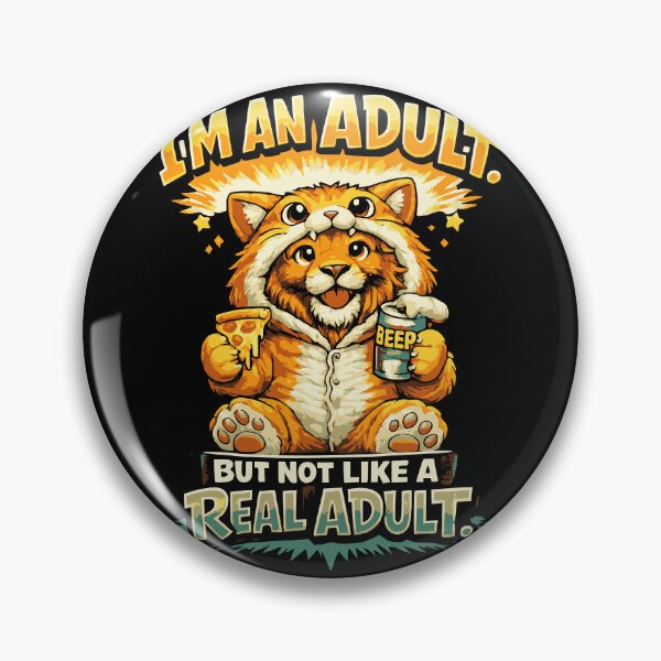 Item preview, I'm an Adult – Funny cat with pizza-related adulting humor designed and sold by FeverVoid.