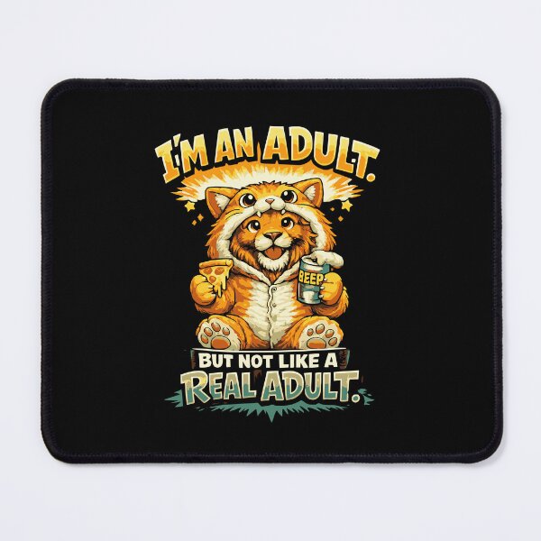 Item preview, I'm an Adult – Funny cat with pizza-related adulting humor designed and sold by FeverVoid.