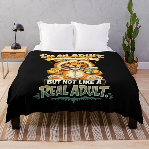 Item preview, I'm an Adult – Funny cat with pizza-related adulting humor designed and sold by FeverVoid.