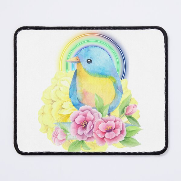 Item preview, Colorful Blue Bird & Floral Rainbow Watercolor Art designed and sold by Palette _Vibes.