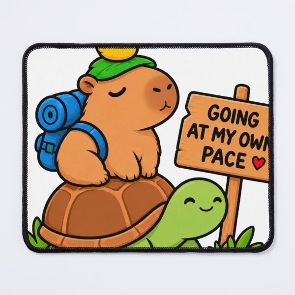 Item preview, Going At My Own Pace – Cute Capybara Riding Turtle with Duck Hiking Sticker designed and sold by Anstickerrr.