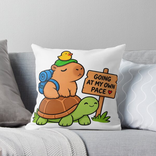 Item preview, Going At My Own Pace – Cute Capybara Riding Turtle with Duck Hiking Sticker designed and sold by Anstickerrr.