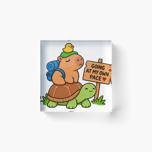 Item preview, Going At My Own Pace – Cute Capybara Riding Turtle with Duck Hiking Sticker designed and sold by Anstickerrr.