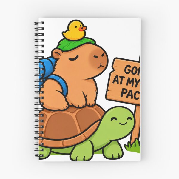 Item preview, Going At My Own Pace – Cute Capybara Riding Turtle with Duck Hiking Sticker designed and sold by Anstickerrr.