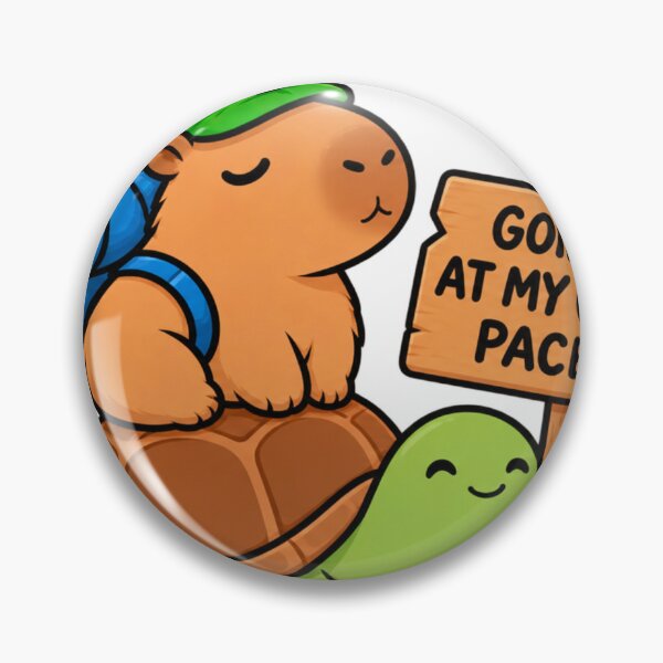 Item preview, Going At My Own Pace – Cute Capybara Riding Turtle with Duck Hiking Sticker designed and sold by Anstickerrr.