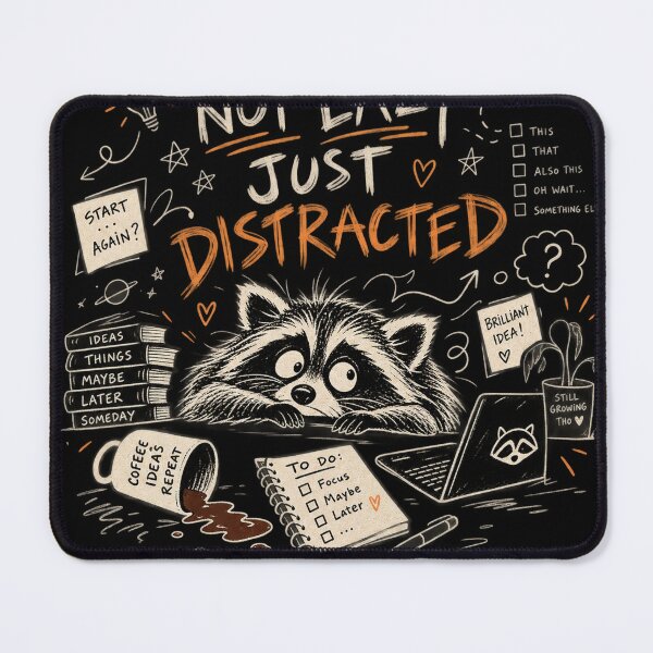Item preview, Not Lazy Just Distracted Funny ADHD Raccoon Doodle designed and sold by mnkyride.