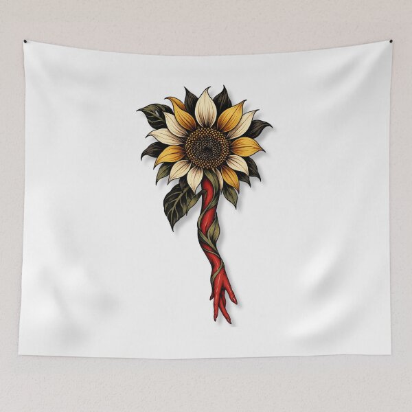 Item preview, Dark Cottagecore Sunflower & Witchy Red Hand Vintage Tattoo Art designed and sold by YOFANTZ!.