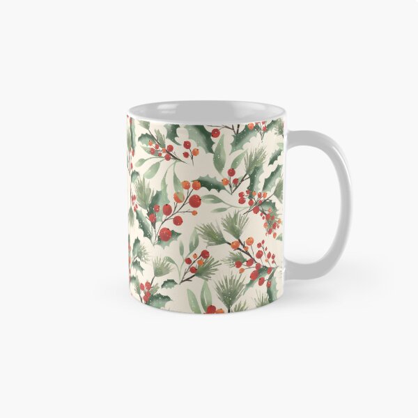 Artikelvorschau, Fröhliche Feiertage – Elegantes Weihnachtsmuster mit Stechpalme und Beeren (Klassisches Creme) entworfen und verkauft von DesigndN.