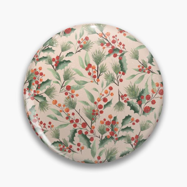Artikelvorschau, Fröhliche Feiertage Muster Pastell - Elegantes Weihnachtsmuster mit Stechpalme und Beeren (Rosé) entworfen und verkauft von DesigndN.