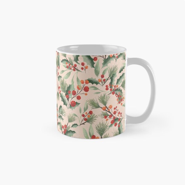 Item preview, Merry Holidays Pattern Pastel - Elegant Holly & Berry Christmas Pattern (Blush Pink) designed and sold by DesigndN.