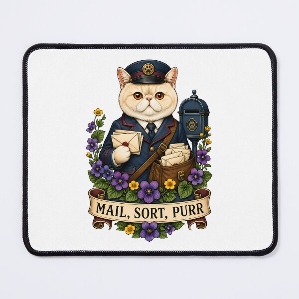 Item preview, Mail Sort Purr Mailman Cat Art designed and sold by Old's Cool Cat Studio.