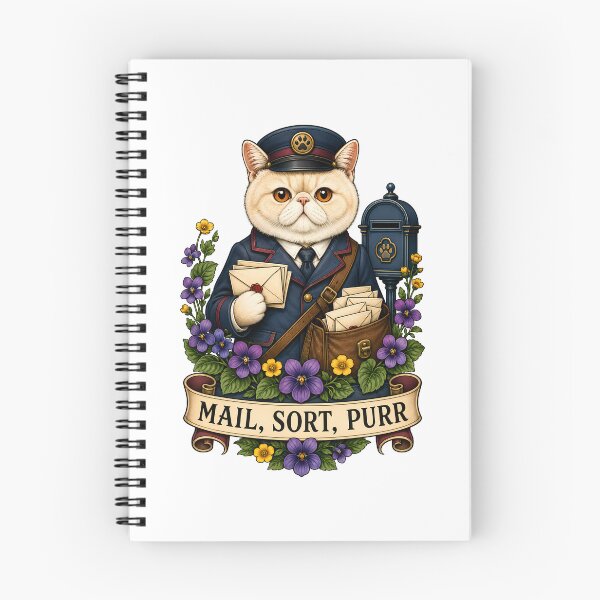 Aperçu de l'œuvre Mail Sort Purr Mailman Cat Art créée et vendue par Old's Cool Cat Studio.