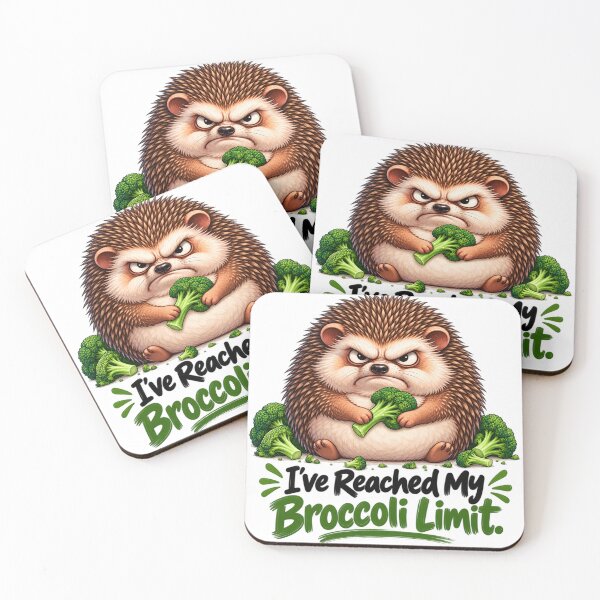 Item preview, I’ve Reached My Broccoli Limit – Funny Hedgehog Diet Humor designed and sold by flashARTstudio.