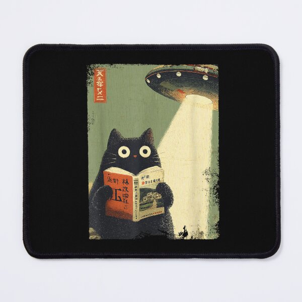 Item preview, Vintage Japanese Cat Book Lovers UFO Alien Abduction Cat Dad designed and sold by RannaHile.