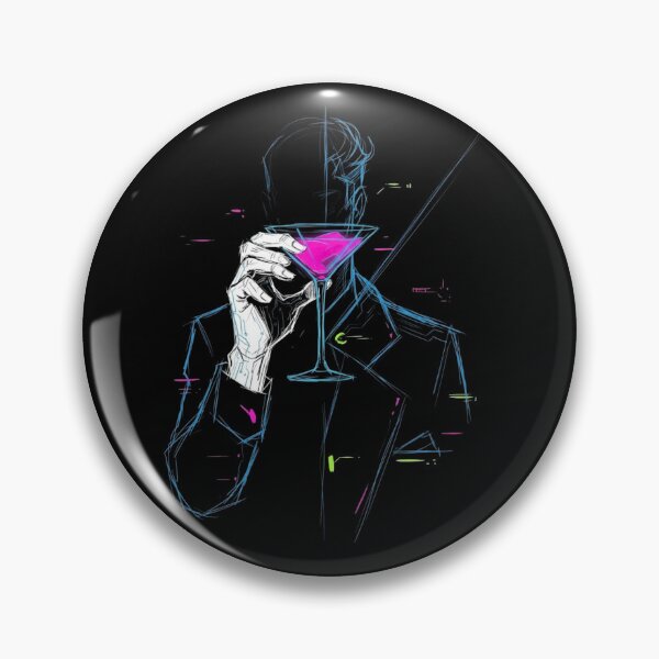 Item preview, Cybernetic Gentleman Toasting Under Neon City Glitch designed and sold by Akali Design.