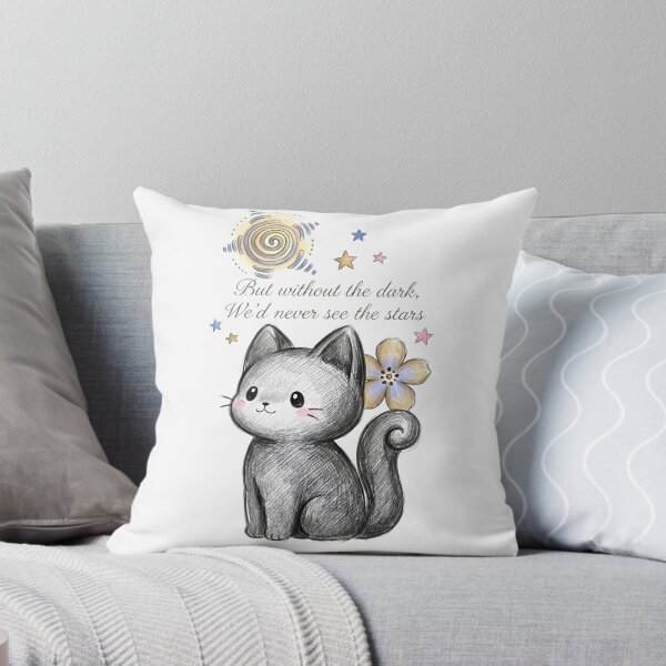 Item preview, But Without The Dark We'd Never See The Stars - Cute Pencil Sketch Cat Sticker designed and sold by TariyaShop .