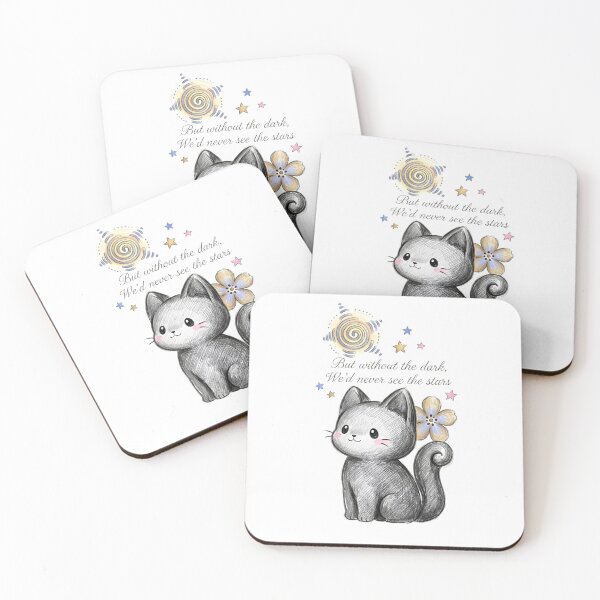 Item preview, But Without The Dark We'd Never See The Stars - Cute Pencil Sketch Cat Sticker designed and sold by TariyaShop .