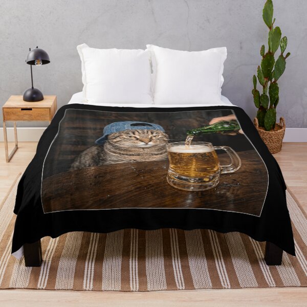 Item preview, Funny Cat Drinking Beer Hat Graphic Unimpressed Tabby designed and sold by RannaHile.