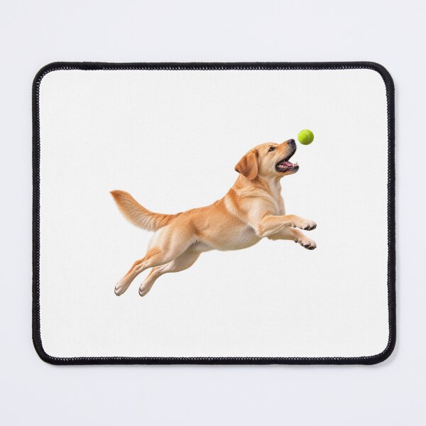 Item preview, Yellow Labrador Retriever Jumping for Tennis Ball Dog designed and sold by BackgroundND.
