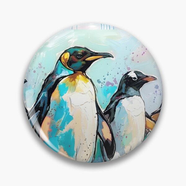 Item preview, Expressive Penguin Colony Canvas Print | Vibrant Antarctic Wildlife Wall Art | Modern Sketched Impasto Painting | Colorful Coastal Fine Art Poster designed and sold by SergioMiklos.