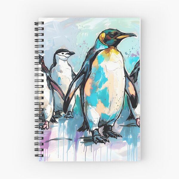 Item preview, Expressive Penguin Colony Canvas Print | Vibrant Antarctic Wildlife Wall Art | Modern Sketched Impasto Painting | Colorful Coastal Fine Art Poster designed and sold by SergioMiklos.
