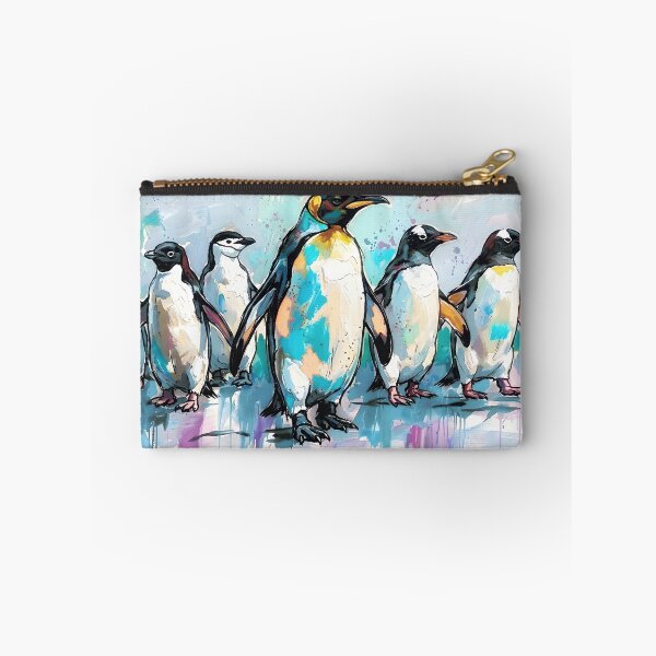 Item preview, Expressive Penguin Colony Canvas Print | Vibrant Antarctic Wildlife Wall Art | Modern Sketched Impasto Painting | Colorful Coastal Fine Art Poster designed and sold by SergioMiklos.