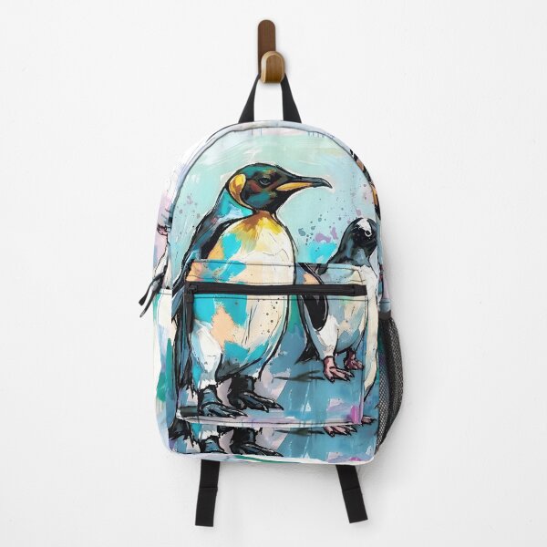 Item preview, Expressive Penguin Colony Canvas Print | Vibrant Antarctic Wildlife Wall Art | Modern Sketched Impasto Painting | Colorful Coastal Fine Art Poster designed and sold by SergioMiklos.