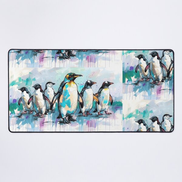 Item preview, Expressive Penguin Colony Canvas Print | Vibrant Antarctic Wildlife Wall Art | Modern Sketched Impasto Painting | Colorful Coastal Fine Art Poster designed and sold by SergioMiklos.