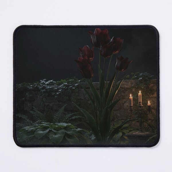Item preview, Black Tulips Beneath a Gothic Crescent Moon designed and sold by JanjjaSoulInk.