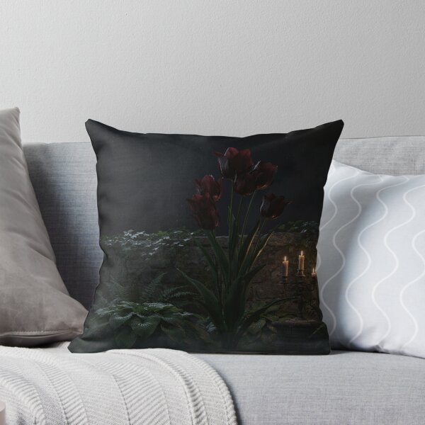 Item preview, Black Tulips Beneath a Gothic Crescent Moon designed and sold by JanjjaSoulInk.