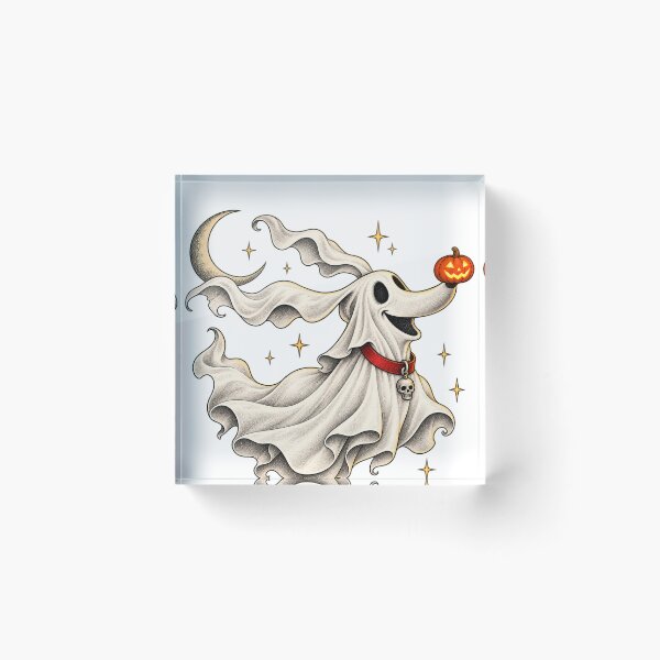 Item preview, Ghost Dog with Pumpkin Nose Vintage Gothic Spooky Halloween Graphic designed and sold by PixelForge Studio2.