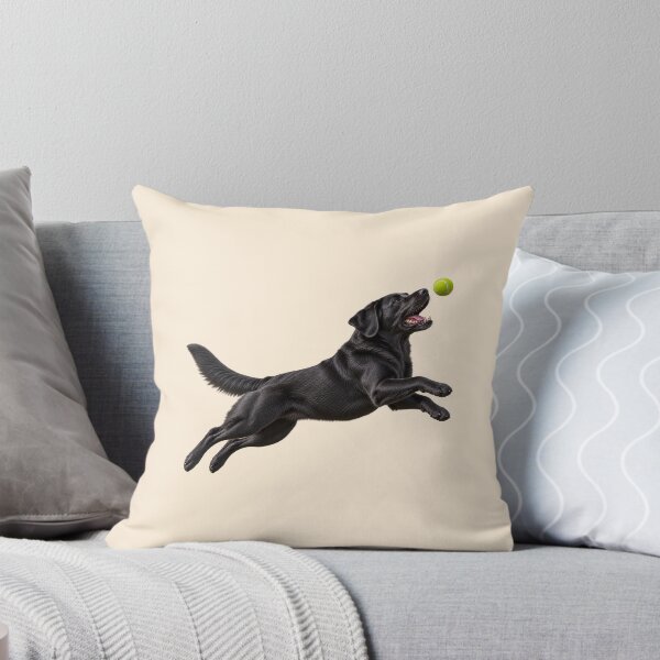 Item preview, Black Labrador Retriever Jumping for Tennis Ball Dog designed and sold by BackgroundND.