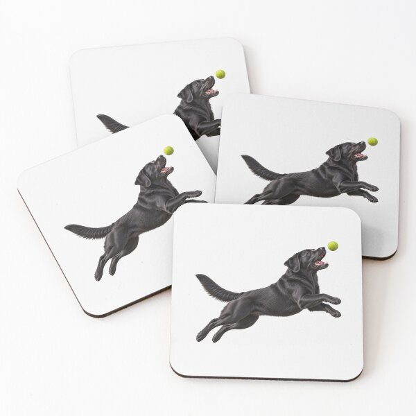 Item preview, Black Labrador Retriever Jumping for Tennis Ball Dog designed and sold by BackgroundND.