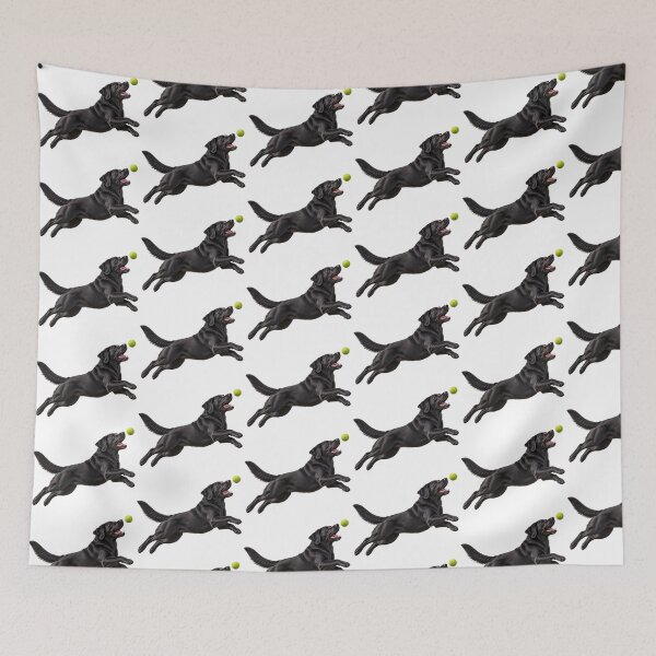 Item preview, Black Labrador Retriever Jumping for Tennis Ball Dog designed and sold by BackgroundND.