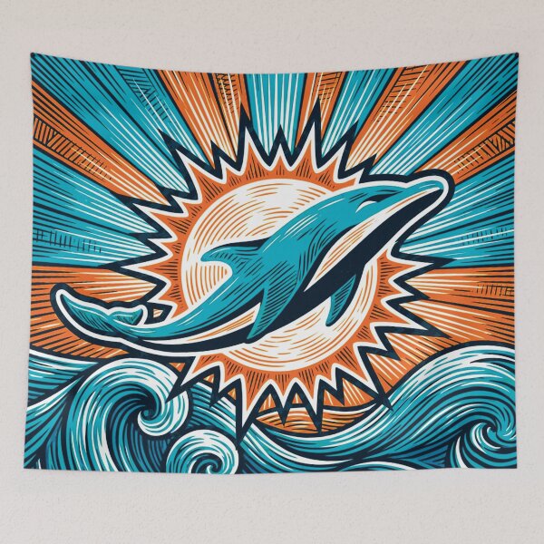 Item preview, Miami Dolphins Sunshine Woodcut designed and sold by COSMIC SUDZ.