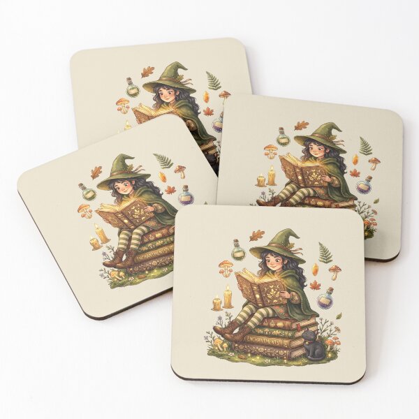 Item preview, Cozy Witch Reading Spell Book Cottagecore Illustration designed and sold by SebastianSpace.