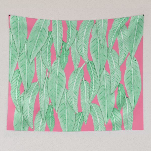 Item preview, Green Leaves On Pink designed and sold by wildredhead.