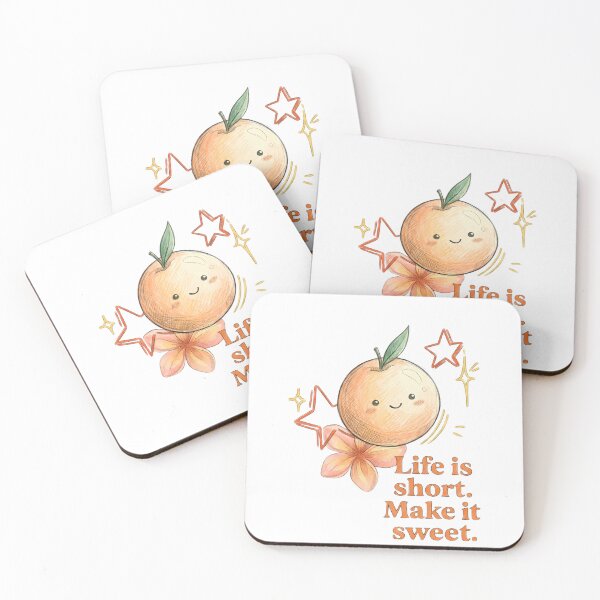 Item preview, Cute Peach Kawaii Character Life is Short Make it Sweet Sticker designed and sold by TariyaShop .