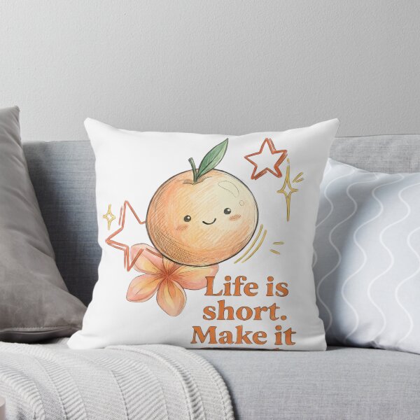 Item preview, Cute Peach Kawaii Character Life is Short Make it Sweet Sticker designed and sold by TariyaShop .