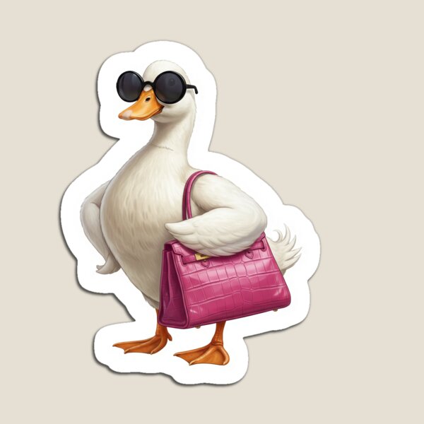 Item preview, Sassy White Duck in Sunglasses Carrying Pink Handbag designed and sold by Elite Wall Art.