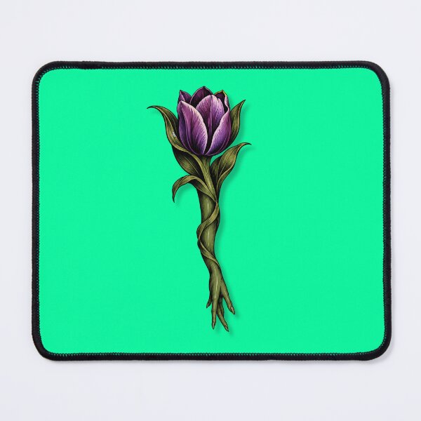 Item preview, Gothic Cottagecore Purple Tulip & Witchy Green Hand Vintage Botanical Tattoo Art designed and sold by YOFANTZ!.