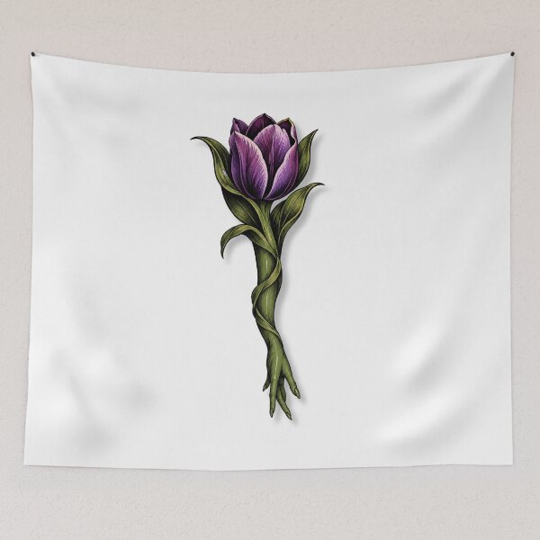 Item preview, Gothic Cottagecore Purple Tulip & Witchy Green Hand Vintage Botanical Tattoo Art designed and sold by YOFANTZ!.