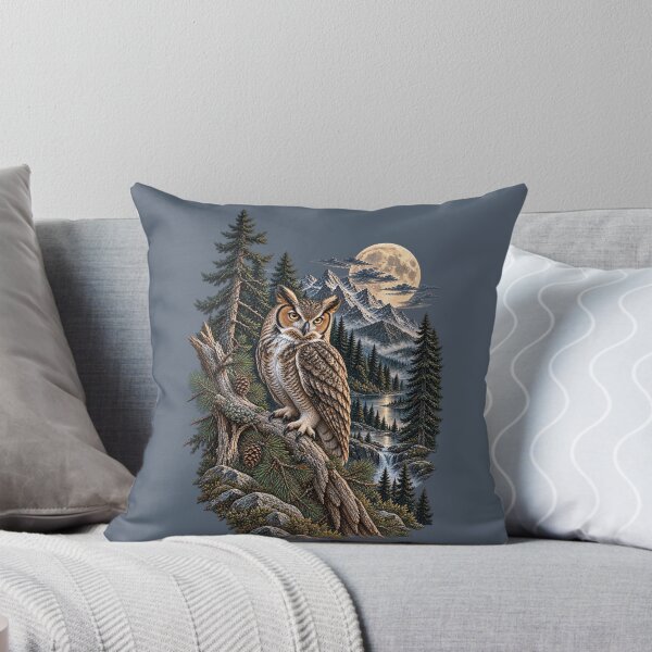 Item preview, Great Horned Owl Moonlit Mountain Wilderness designed and sold by BROHLine Studio.
