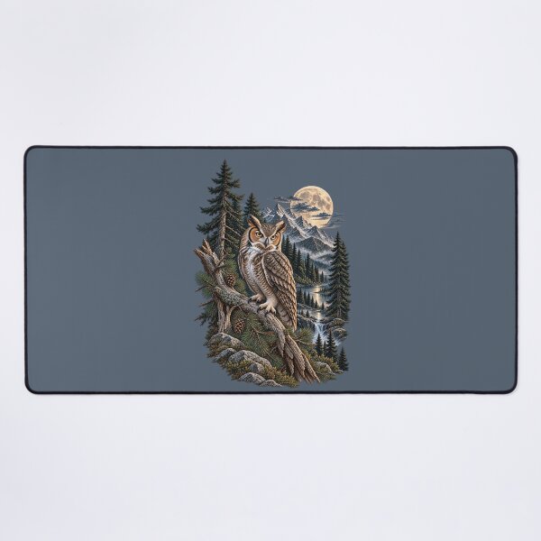 Item preview, Great Horned Owl Moonlit Mountain Wilderness designed and sold by BROHLine Studio.