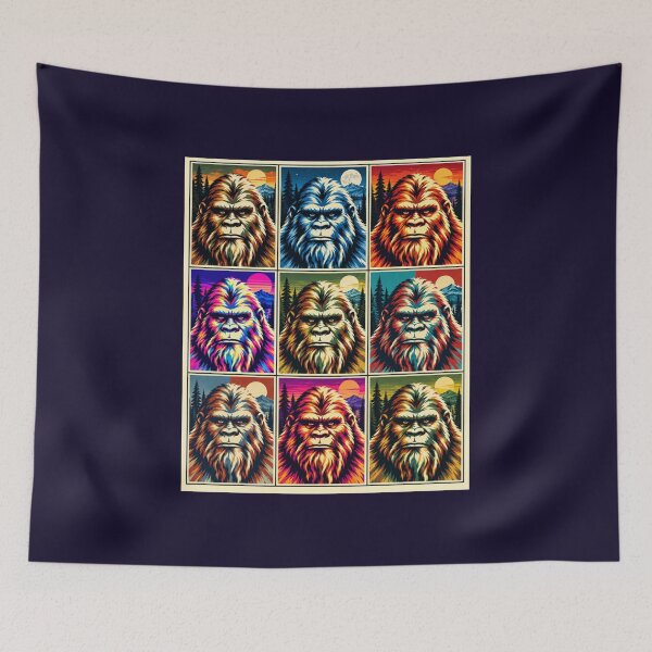 Item preview, Bigfoot Sasquatch 9 Faces Retro Wilderness Pop Art designed and sold by Swanny's Custom T-shirt and Gift Designs.
