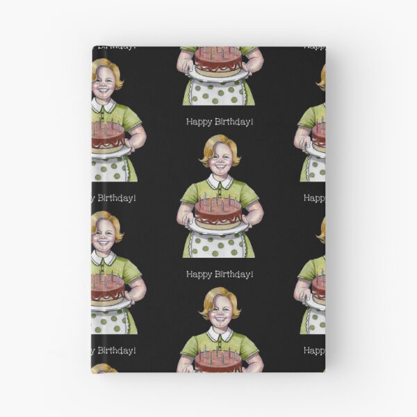 Item preview, Happy Birthday Old Fashioned Woman with Big Cake and Candles designed and sold by JoyfulWhimsy.