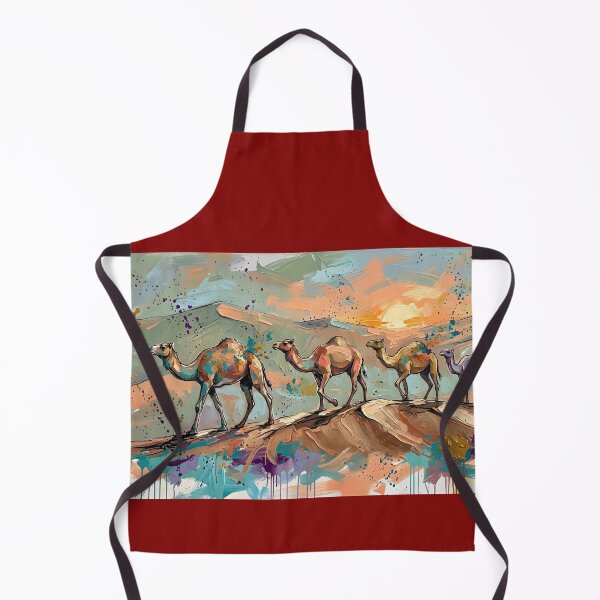 Item preview, Expressive Camel Caravan Canvas Print | Desert Sunset Dune Wall Art | Modern Sketched Impasto Painting | Warm Terracotta & Teal Landscape Poster designed and sold by SergioMiklos.