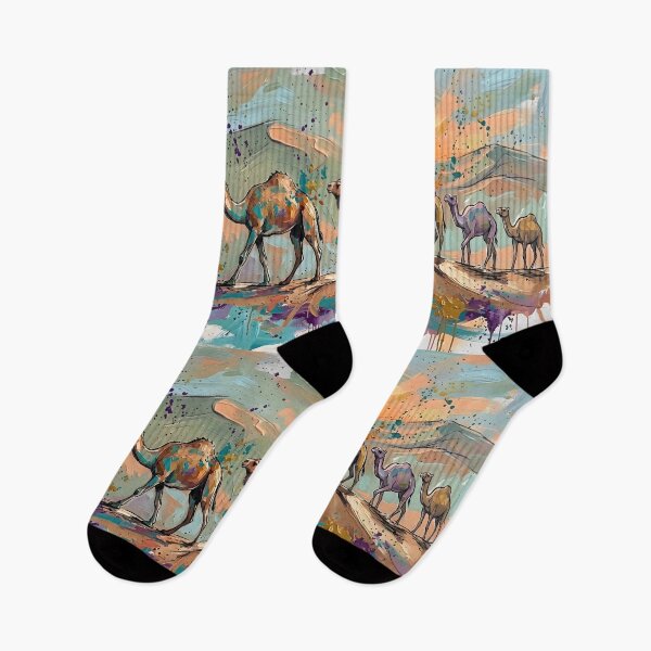 Item preview, Expressive Camel Caravan Canvas Print | Desert Sunset Dune Wall Art | Modern Sketched Impasto Painting | Warm Terracotta & Teal Landscape Poster designed and sold by SergioMiklos.