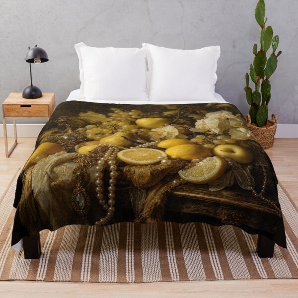 Item preview, Baroque Golden Still Life Lemons Orchids Pearls Canvas Art designed and sold by DMarquiseArt.